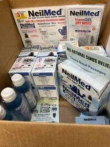 lot 38 image: Lot of Various Neilmed&nbspNasal Relief Sinus Rinse Plus Hot & Cold Pain Solution