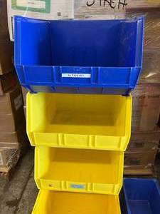 lot 42 image: Lot of 20 Mixed Large Sizes Item Supply Storage & Organization Akro Bins - Hangs On Walls & Perfect For Cart Drawers - These bins reduce manufacturers storage space by 50% Good Condition