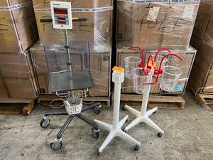 lot 49 image: Lot of 3 Fluid Management System, Olympus HysteroBalance, Fluid Collection Rolling Stand, and Four Canister Fluid Suction Cart - In Great Condition
