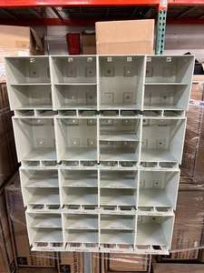 lot 50 image: Rolling Ortho Suture Caddie Poles with Back-to-Back&nbspStorage bin Containers - Mobile Organizer - Good Condition