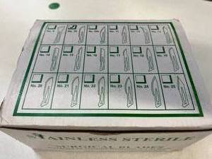 lot 69 image: 1 Case (1000 each) NEW No. 10 Stainless Steel Gamma Radiation Sterilized Surgical Scapel Blades