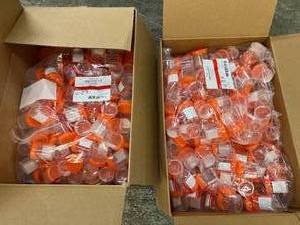 lot 70 image: 2 Large Boxes Filled With NEW Cardinal Health CHB13903A 90mL 53mm Single-Use Sterile Specimen Container Cups