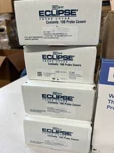 lot 76 image: Eclipse Pre-Gelled with Aquasonic 100 Ultrasound Transmission Gel Probe Covers and&nbspHillrom Welch Allyn 05031-750 M031 Thermometer Probe Covers