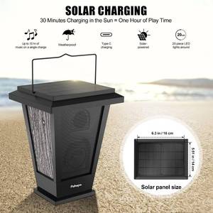 lot 14 image: Pohopa Bluetooth Solar Powered Speakers with Colored Lights