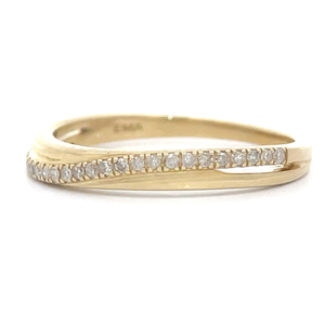 lot 26 image: 0.20 Carat Natural Diamond Curved Double Band Stack Ring in Yellow Gold VIDEO