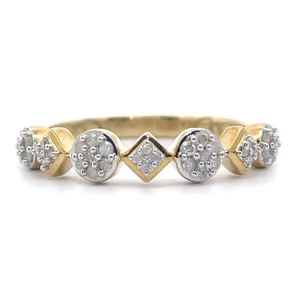 lot 34 image: 0.15 Carat Natural Diamond Halo Cluster Geometric Stack Ring in Yellow Gold VIDEO