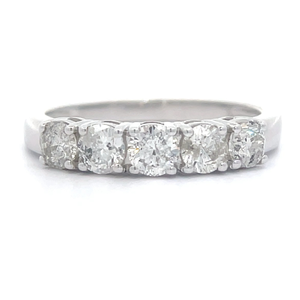 lot 6 image: 1.00 Carat Natural Diamond Five-Stone Bridal Ring in White Gold VIDEO
