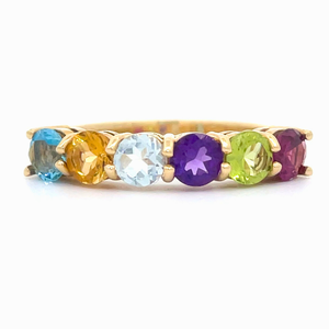 lot 10 image: Multi-Color Semi-Precious Gemstone Ring in 14k Yellow Gold VIDEO