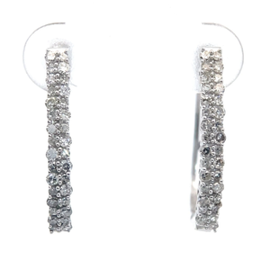 lot 19 image: 0.50 Carat Natural Diamond Oblong Oval Hoop Earrings in White Gold