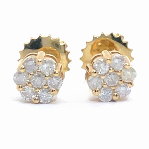 lot 25 image: 0.25 Carat Natural Diamond Flower Cluster Stud Earrings in 14k Yellow Gold VIDEO