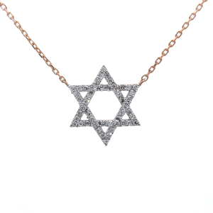 lot 16 image: 0.25 Carat Diamond Star of David Necklace in 14k Rose Gold
