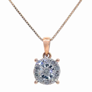 lot 18 image: 0.25 Carat Natural Diamond Round Cluster Miracle Pendant Necklace in Rose Gold