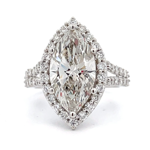 lot 0 image: Stunning 4.00 Carat Marquise Diamond Ring in 14k White Gold $9,299 Retail