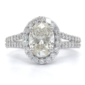 lot 0B image: Brand New 2.25 Carat Diamond Halo Split Shank Ring in 14k White Gold $4,899 Retail VIDEO