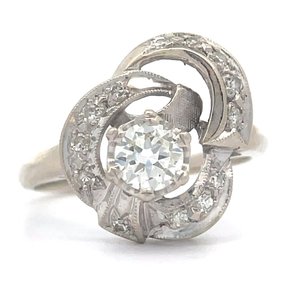 lot 0D image: Rare Antique Estate Find Art Nouveau Old Euro Cut Natural Diamond with Single Cut Accent Natural Diamonds in 14k White Gold $2,999 Retail VIDEO