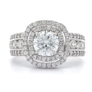 lot 0E image: Gorgeous, Brand New 2.22 Carat Diamond Double Halo Ring in 14k White Gold $4,480 Retail VIDEO
