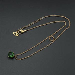 lot 22K image: Christian Dior Authentic Designer Gold Green Stone 17 Necklace $380 Retail