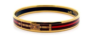 lot 22N image: Hermes Authentic Designer Enamel GM Belt Motif Cloisonne Bangle