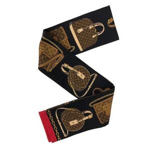 lot 15P image: Louis Vuitton Authentic Tribute Two Bandeau Scarf Silk Black Brown