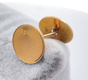 lot 37B image: Textured Flat Button Cuff Links in Yellow Gold