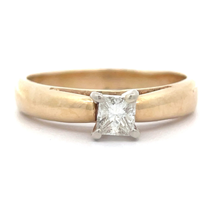 lot 20A image: 0.50 Carat Princess Natural Diamond Low Profile Cathedral Solitaire Ring in 14k Yellow Gold