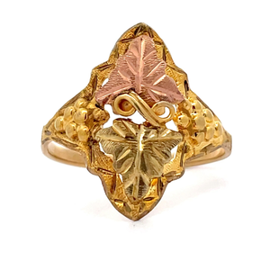 lot 37C image: Black Hills Gold Filigree Ring in Tri-Color Gold