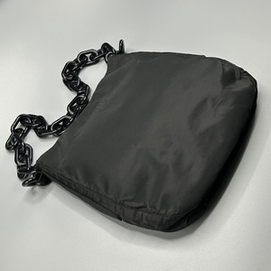 lot 17A image: Prada Plastic Chain Tessuto Nylon Handbag, Black - Authentic $525 Retail