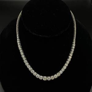 lot 2G image: 23.55 Carat Natural Diamond Graduated Size Riviera Necklace in 14k White Gold $126,380 Appraisal Included