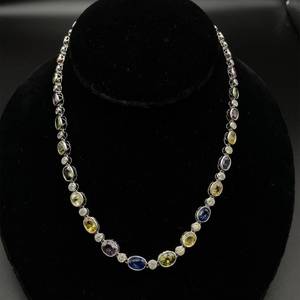 lot 2D image: Extremely Rare 51 Carat No Heat Montana Natural Color Sapphire & Natural Diamond Necklace in Platinum $168,930 Appraisal Included