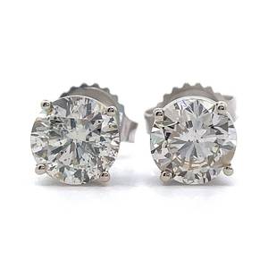 lot 2C image: 2.21 Carat Natural Diamond Round Brilliant Cut Solitaire Stud Earrings in 14k White Gold $18,100 Appraisal Included VIDEO
