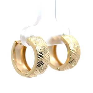 lot 52B image: Shimmering Sandblast & Diamond-Cut Basket Weave Huggie Hoop Earrings in 14k Yellow Gold