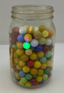 lot 31 image: Vintage Marles In Jar (Some Glow Under UV Light)