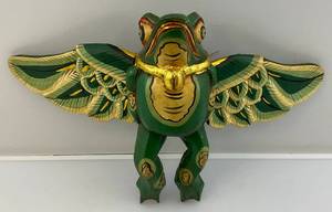 lot 42 image: Vintage Hand Carved Wooden Flying Frog Spirit Chaser