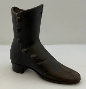lot 49 image: Antique Cast Iron Victorian Boot Mannequin Display Piece Door Stop 7 x 6 34