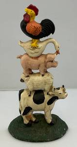 lot 52 image: Vintage Cast Iron Farm Animal Door Stop 10 14 x 5 12