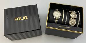 lot 76 image: Folio Brand Watch & Bracelet Set (New With Tags)