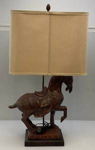 lot 1 image: Vintage Mid-Century  Fredrick Cooper Tang Dynasty Horse Table Lamp 30 Tall