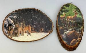 lot 116 image: Vintage Animal Rough Wood Plaques