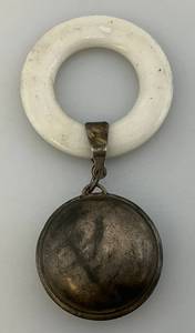 lot 132 image: Vintage Sterling Silver Baby Rattle & Teething Ring