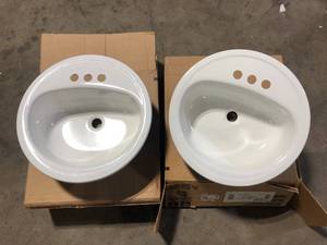 Lot of 2 Bootz Industries Laurel Round Drop-In Bathroom Sink in White  Customer Returns See Pictures