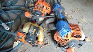 3 Echo SRM 225 and 1 Kobalt Bare Tool All Straight Shafted Trimmers for Part or Repair
