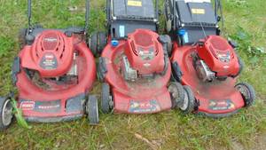 3 Toro 22 in Push Mowers For Parts or Repair