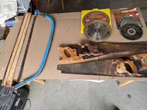 lot 13 image: Hand Saws, Bow Saw, Saw Blades