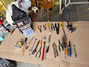 lot 23 image: Tool Bag with Many Tools - Vice Grip, Pliers, Crescent Wrench, Screwdrivers and Many Many More