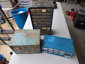 lot 33 image: Lot of 3 Small Parts and Fasteners Organizers Including Contents