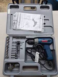 lot 36 image: Ryobi Corded Drill in Case with Spade Bits