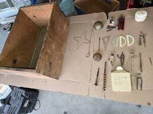 lot 70 image: Wooden Box, Compasses and Other Small Tools