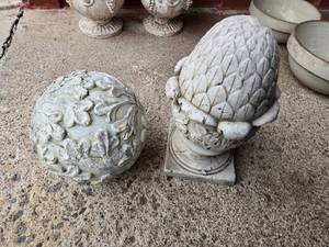 lot 79 image: Ball and Egg Like Cement Garden Decor