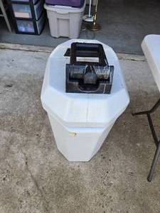 lot 103 image: Aluminum Can Crusher and Bin