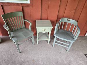 lot 124 image: Wooden Chairs and Table with Drawer
